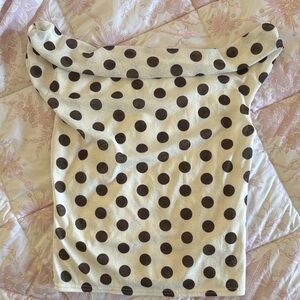 Urban Outfitters Cream and Black Polka Dot Blouse